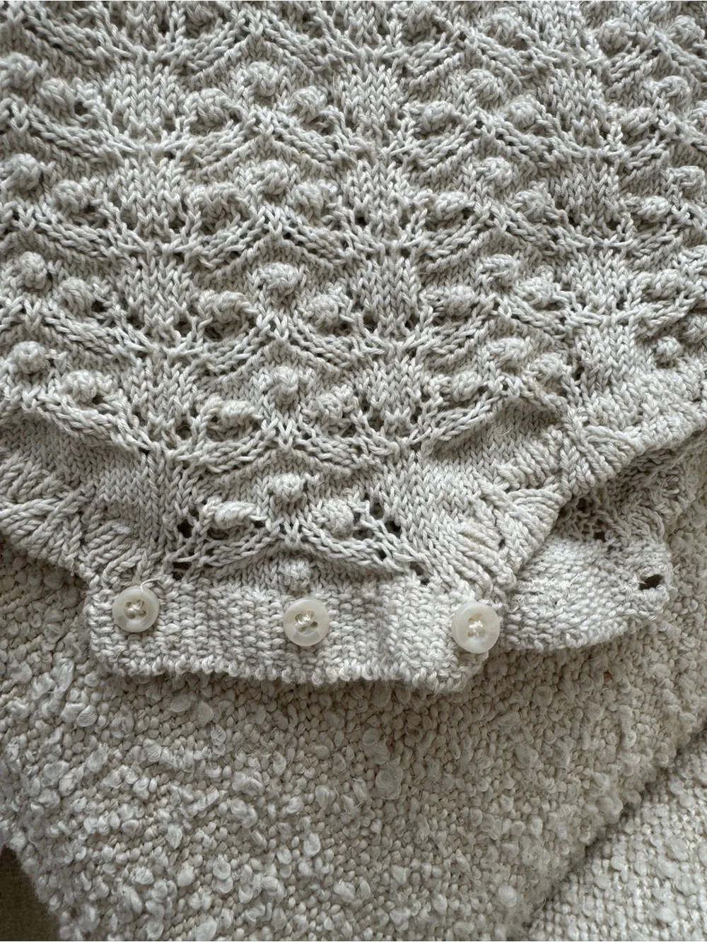 Zara Cream Knit Crochet Baby One-Piece